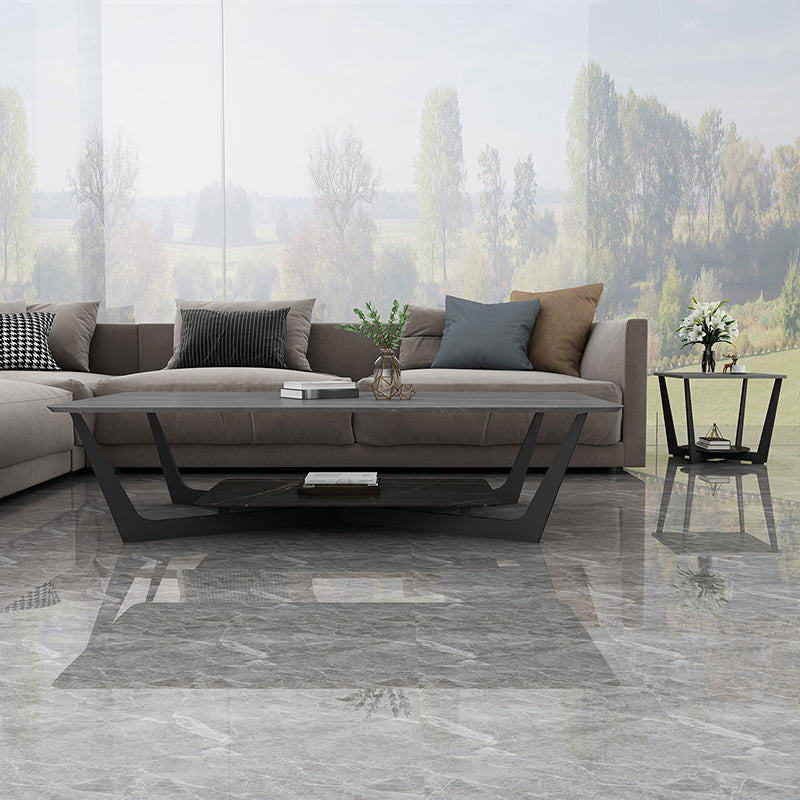 15.74" Tall Cross Legs Cocktail Table Grey/White Rectangular Coffee Table