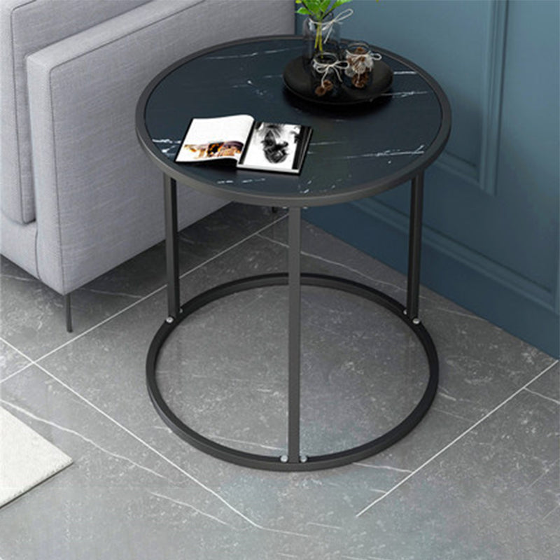 Contemporary Round Side End Table Marble Abstract End Table for Living Room