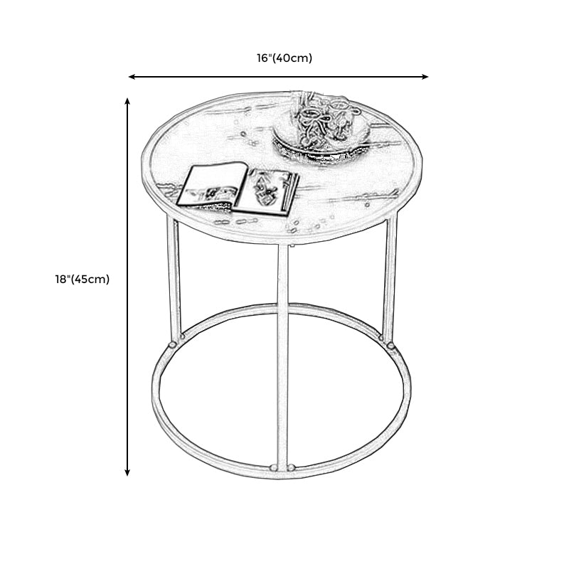 Contemporary Round Side End Table Marble Abstract End Table for Living Room