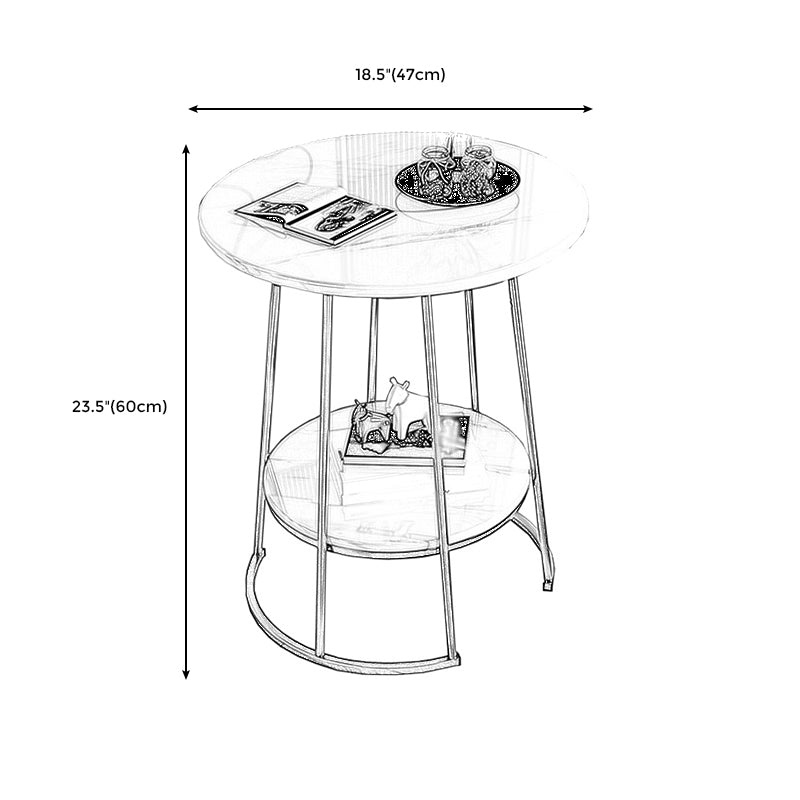 Contemporary Round Side End Table Marble Abstract End Table for Living Room