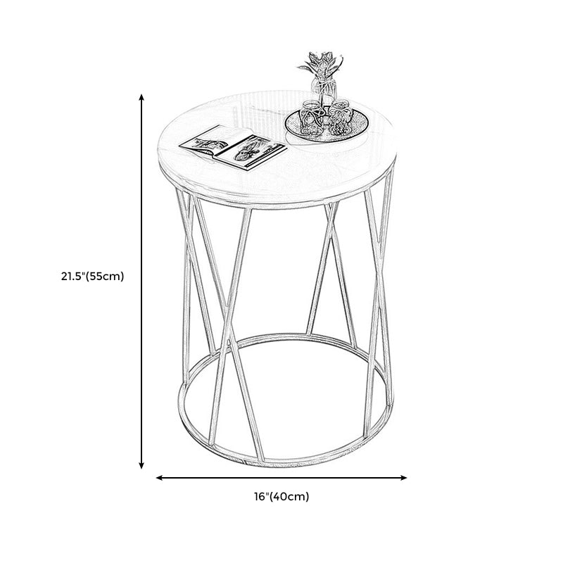 Contemporary Round Side End Table Marble Abstract End Table for Living Room