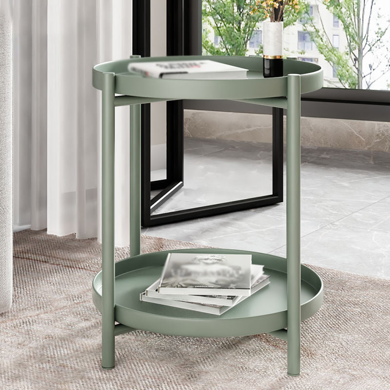 Modern Style Metal Table Top Metal Steel Base Round Side Table