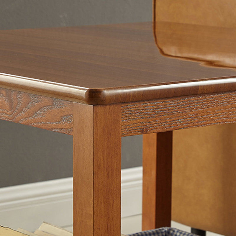 Farmhouse Square Wood Top End Table 4 Legs Sofa Side Table with Shelves