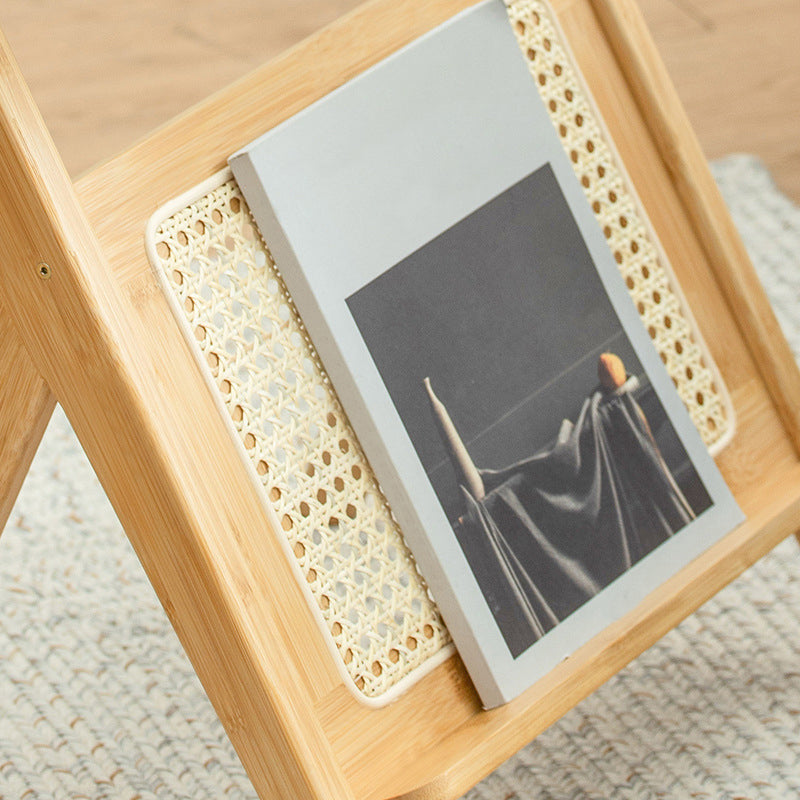 Modern Style Bamboo Rattan Material Glass Desktop Rectangular Side Table