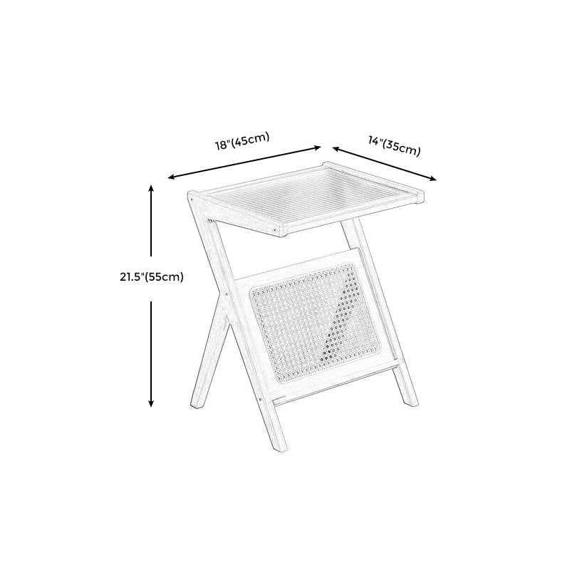 Modern Style Bamboo Rattan Material Glass Desktop Rectangular Side Table