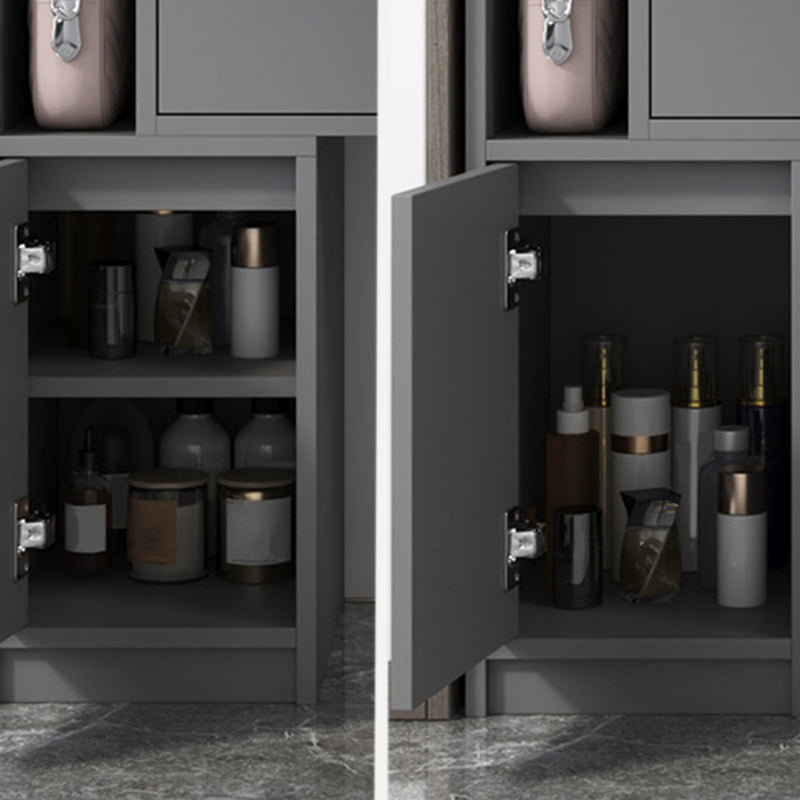 Glam Style Wood-based Material White/grey Dressing Table with Drawers and Storage Shelves