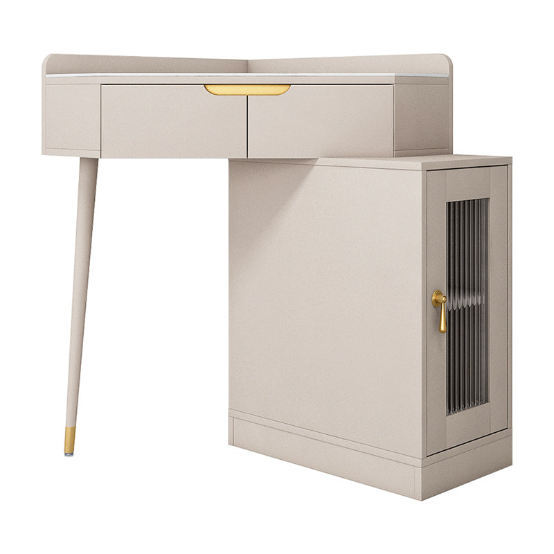 Glam White/Grey Makeup Vanity Desk Slate Top Vanity Makeup Table Set