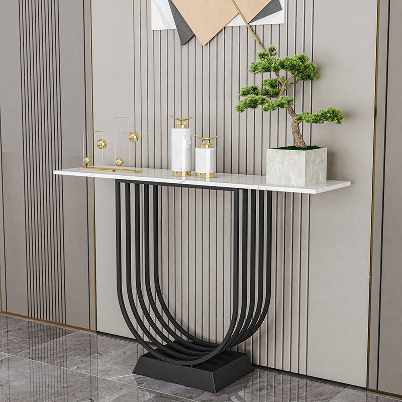 11.81 inch Wide White/Black Console Table Contemporary Console Sofa Table