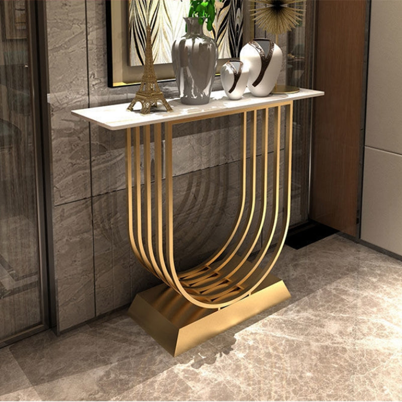 11.81 inch Wide White/Black Console Table Contemporary Console Sofa Table