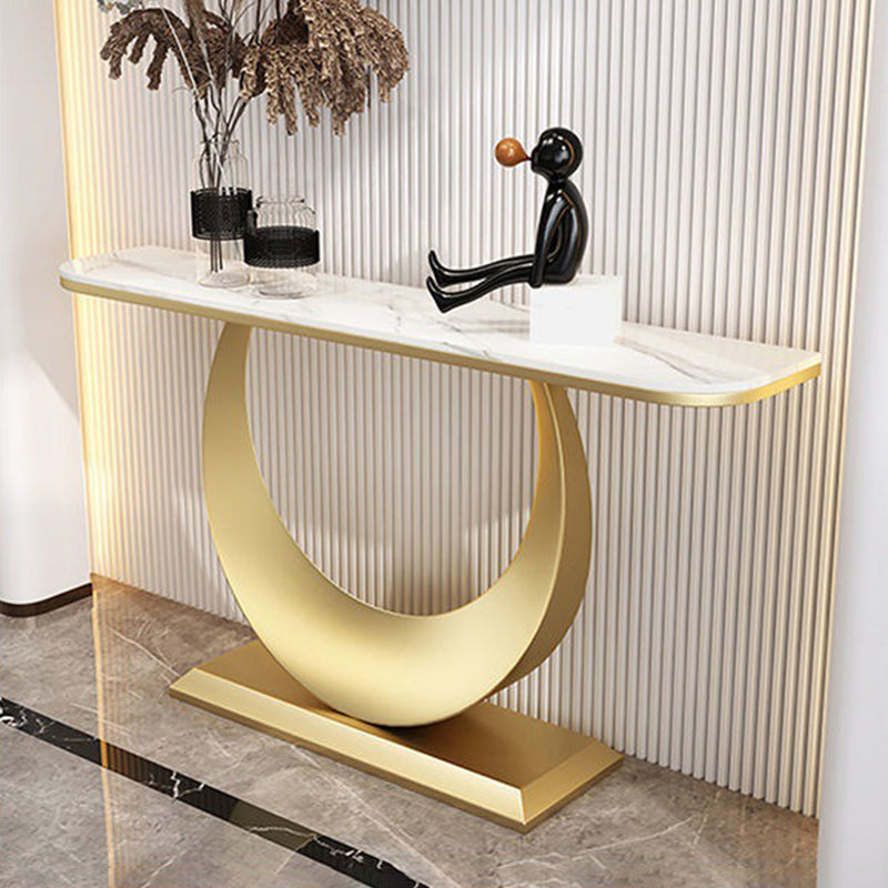 White/Black Console Table Glam Stone Console Table- 11.81" D x 29.5" H