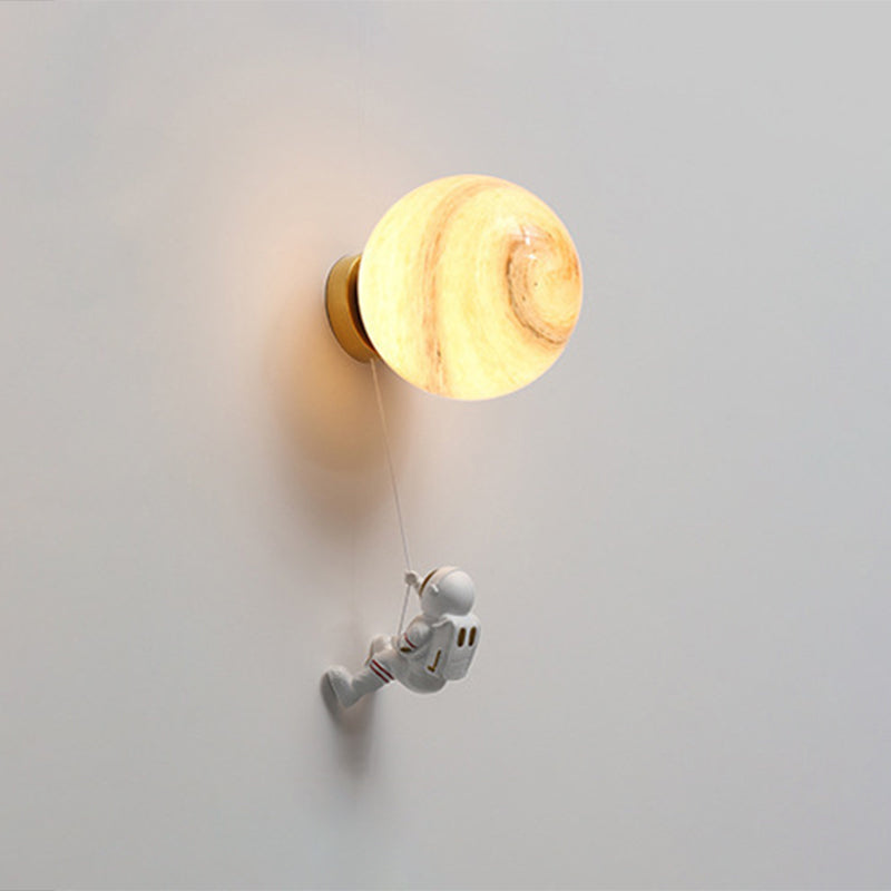Kids Glass Wall Lamp Astronaut Wall Sconce Lighting for Nursery Room
