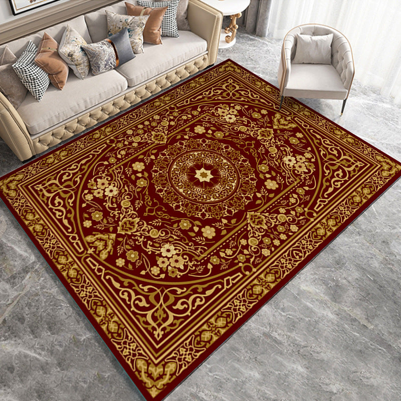 Dark Brown Graphic Rug Polyester Modern Rug Washable Area Rug for Sitting Room
