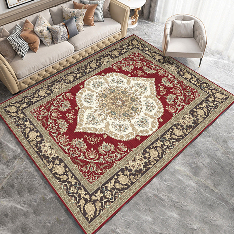 Dark Brown Graphic Rug Polyester Modern Rug Washable Area Rug for Sitting Room