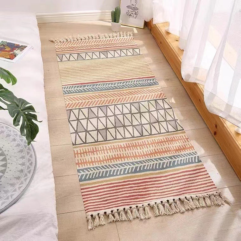 Bohemian Southwestern Print Rug Cotton Fringe Carpet Washable Area Rug for Living Room