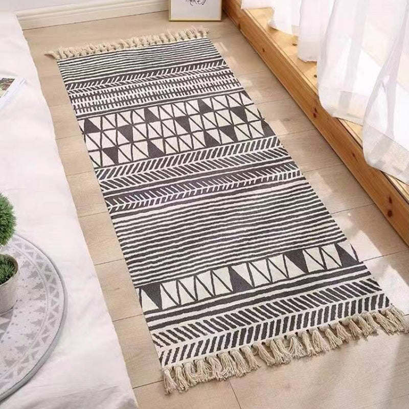 Bohemian Southwestern Print Rug Cotton Fringe Carpet Washable Area Rug for Living Room