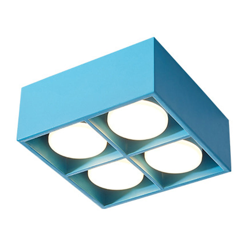 Modern Simple Style Iron Ceiling Light Square Shape Colorful Ceiling Lamp for Bedroom