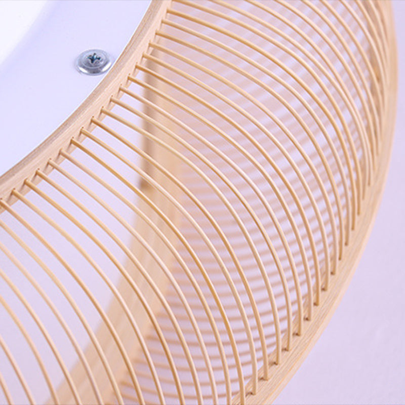 Asian Bamboo Flush Mount Lighting Rounded Drum Ceiling Light for Living Room