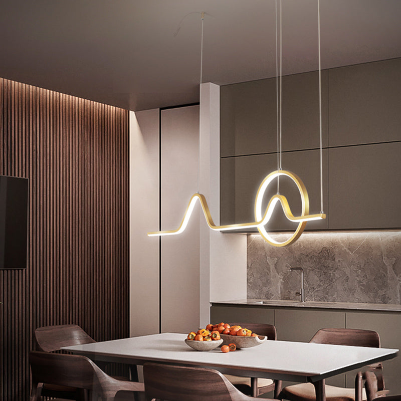 Linear Shape Island Pendants Contemporary Metal 2 Light Pendant Lighting Fixtures