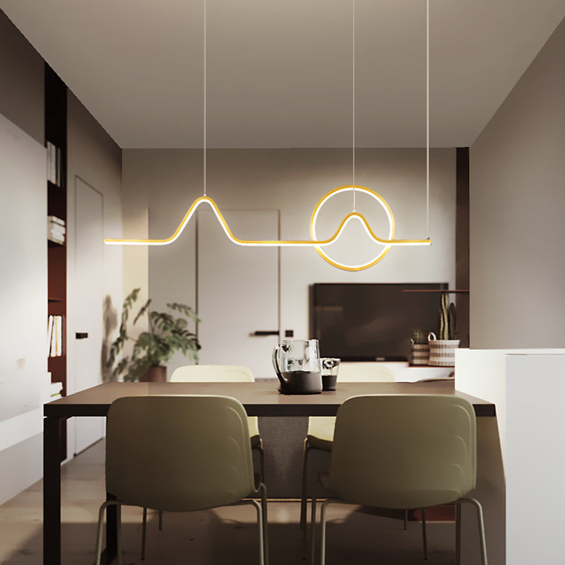 Linear Shape Island Pendants Contemporary Metal 2 Light Pendant Lighting Fixtures