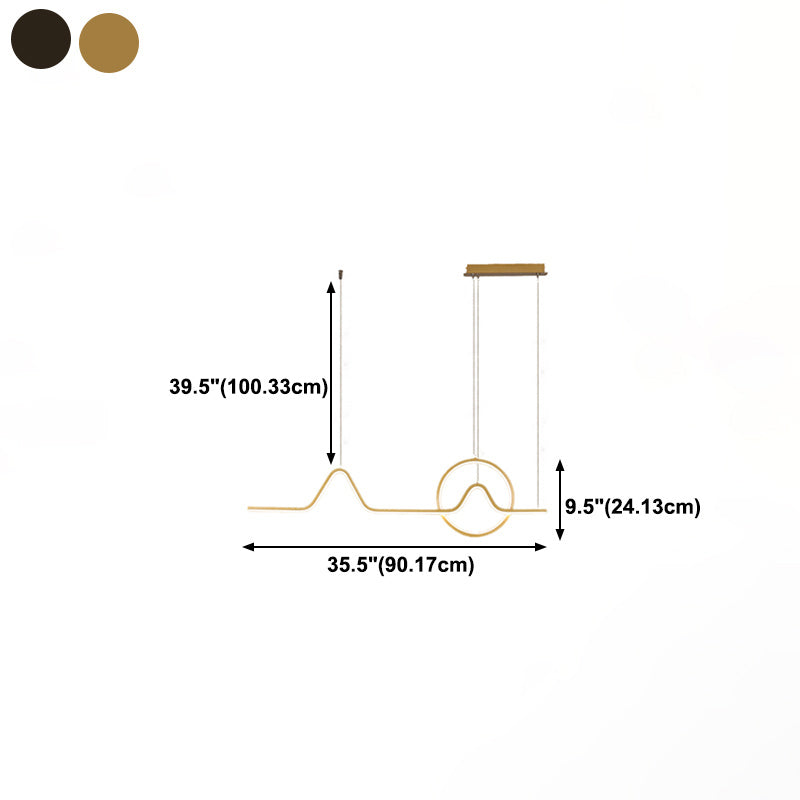 Linear Shape Island Pendants Contemporary Metal 2 Light Pendant Lighting Fixtures