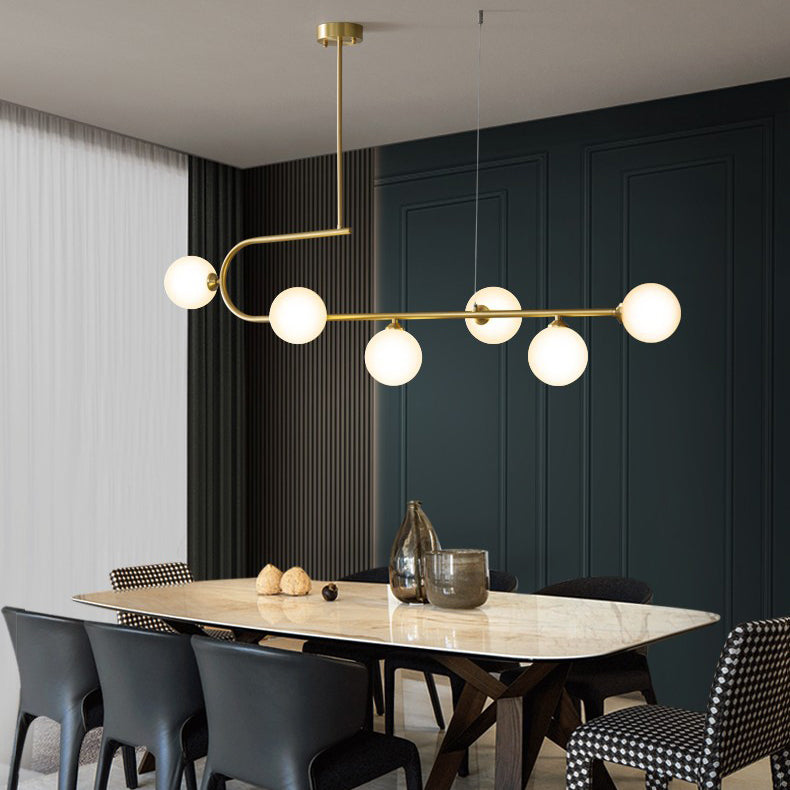 Glass Round Chandelier Light Fixture Simple Island Pendant for Dining Room