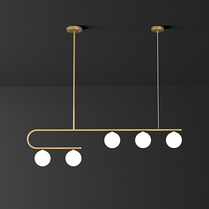 Glass Round Chandelier Light Fixture Simple Island Pendant for Dining Room