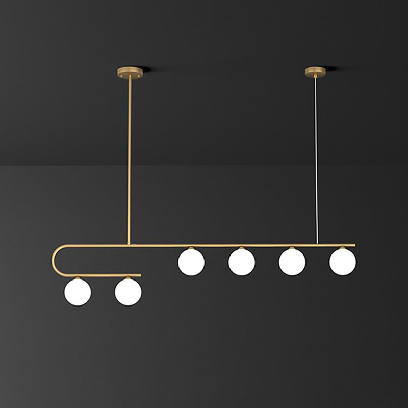 Glass Round Chandelier Light Fixture Simple Island Pendant for Dining Room