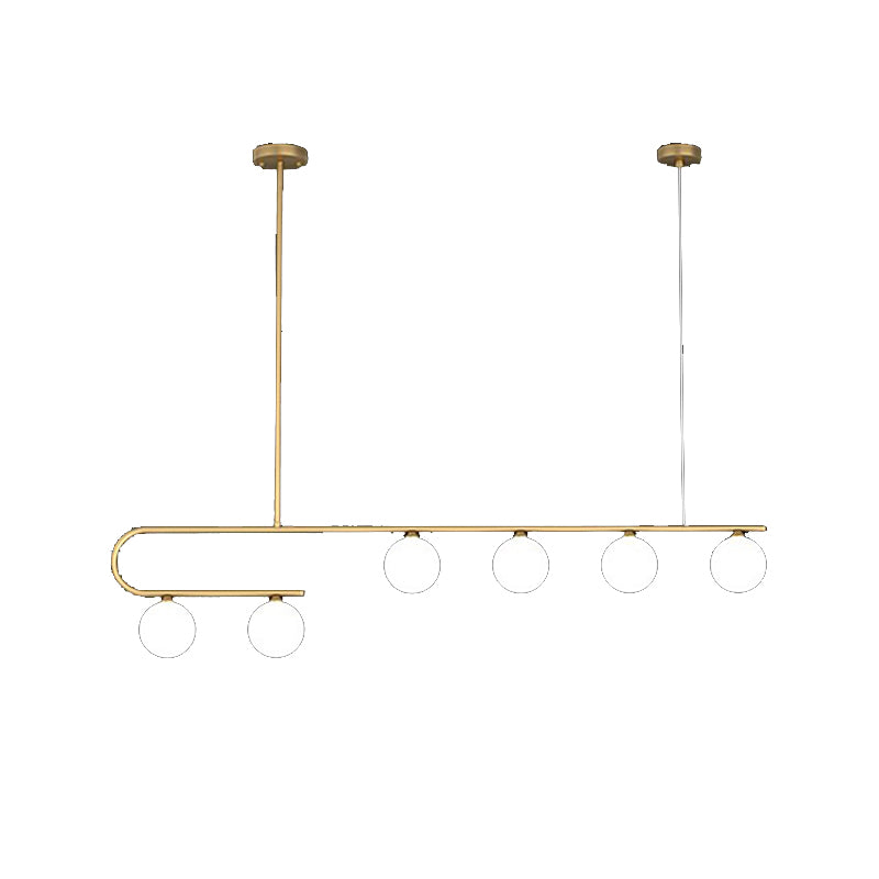 Glass Round Chandelier Light Fixture Simple Island Pendant for Dining Room