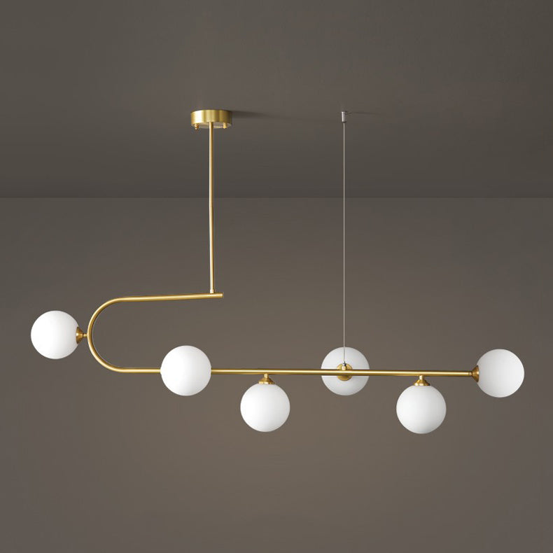 Glass Round Chandelier Light Fixture Simple Island Pendant for Dining Room