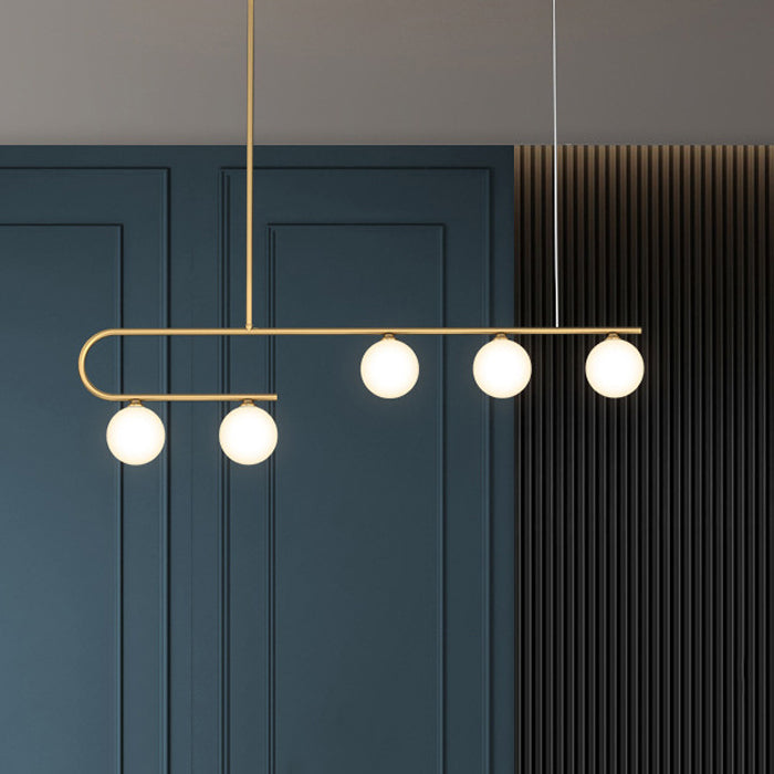 Glass Round Chandelier Light Fixture Simple Island Pendant for Dining Room