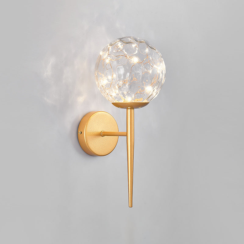 Glass Spherical Shape Wall Lights Modern Style 1 Light Wall Sconce for Bedroom