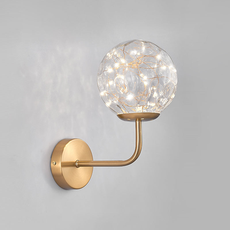 Glass Spherical Shape Wall Lights Modern Style 1 Light Wall Sconce for Bedroom