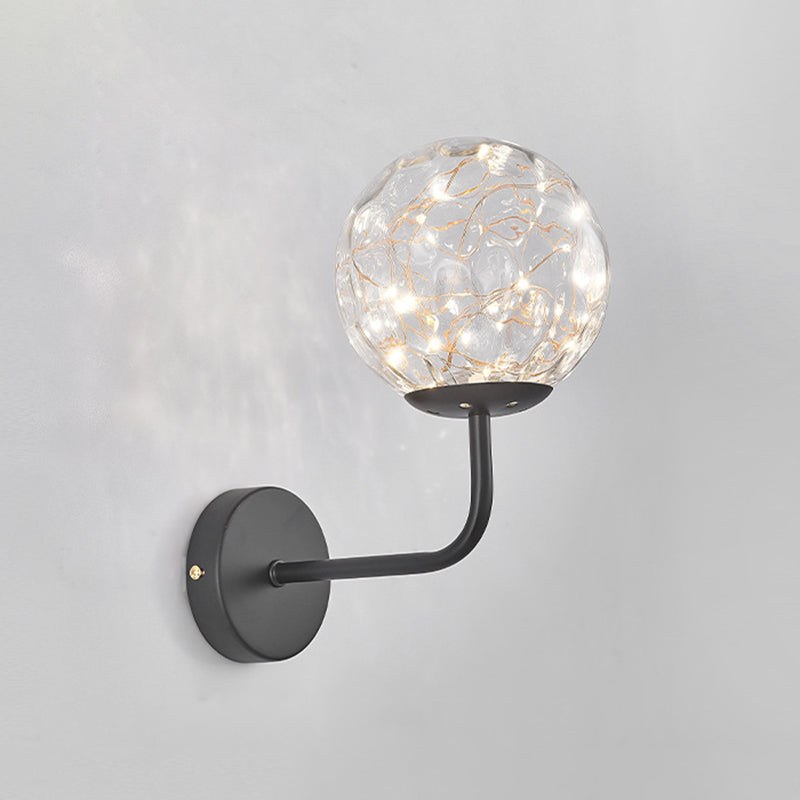 Glass Spherical Shape Wall Lights Modern Style 1 Light Wall Sconce for Bedroom