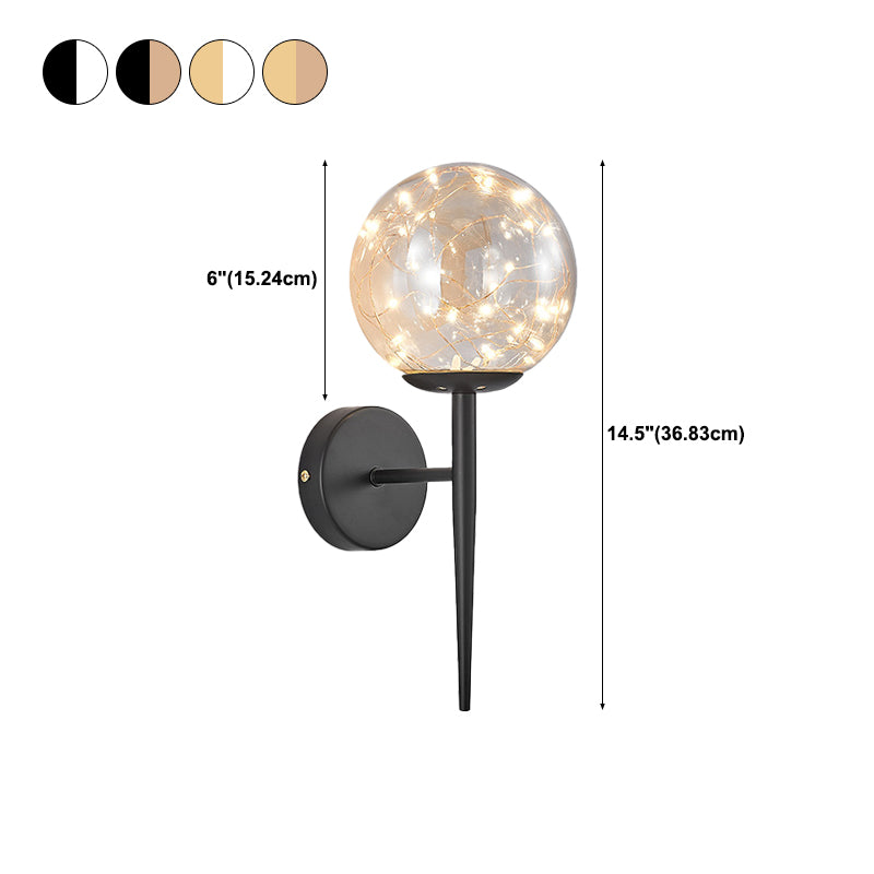 Glass Spherical Shape Wall Lights Modern Style 1 Light Wall Sconce for Bedroom