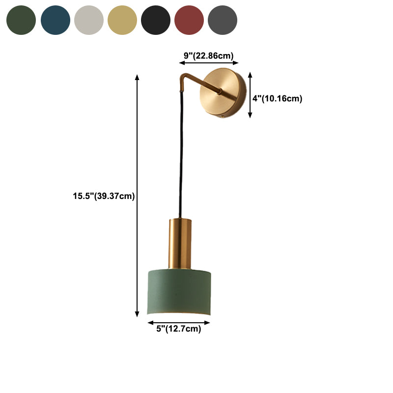 Modern Style Cylindrical Shape Wall Lighting Metal 1 Light Wall Lights for Bedroom