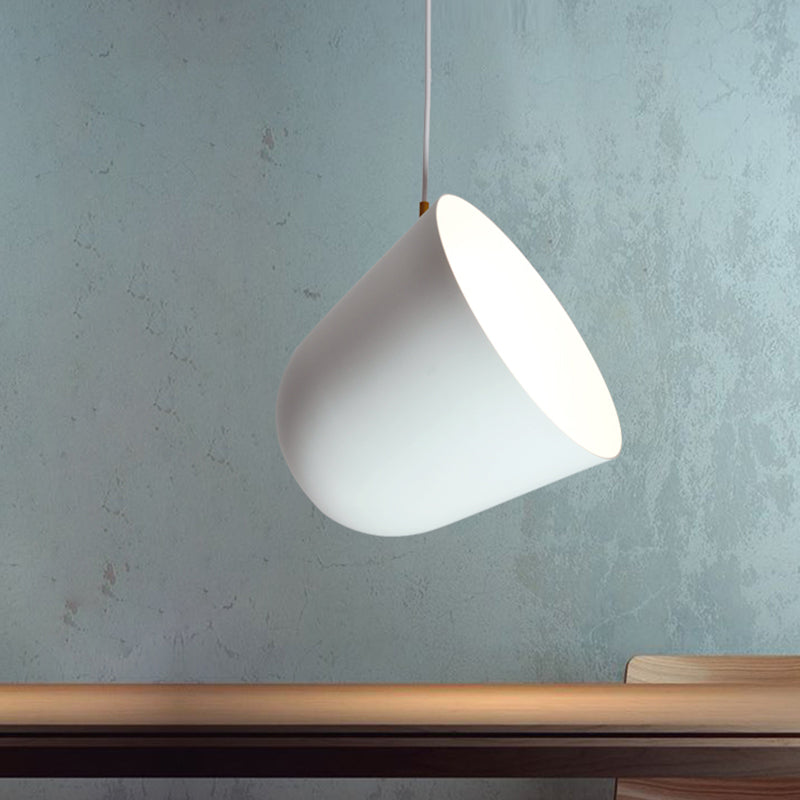Modernism 1 Head Ceiling Lighting with Aluminum Shade White Dome Hanging Lamp Fixture