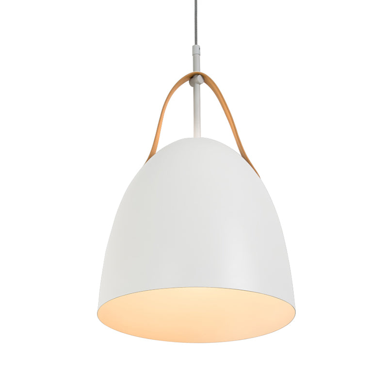 Dome Down Lighting Simple Metallic 1-Head Living Room Hanging Ceiling Lamp in Green/White/Grey