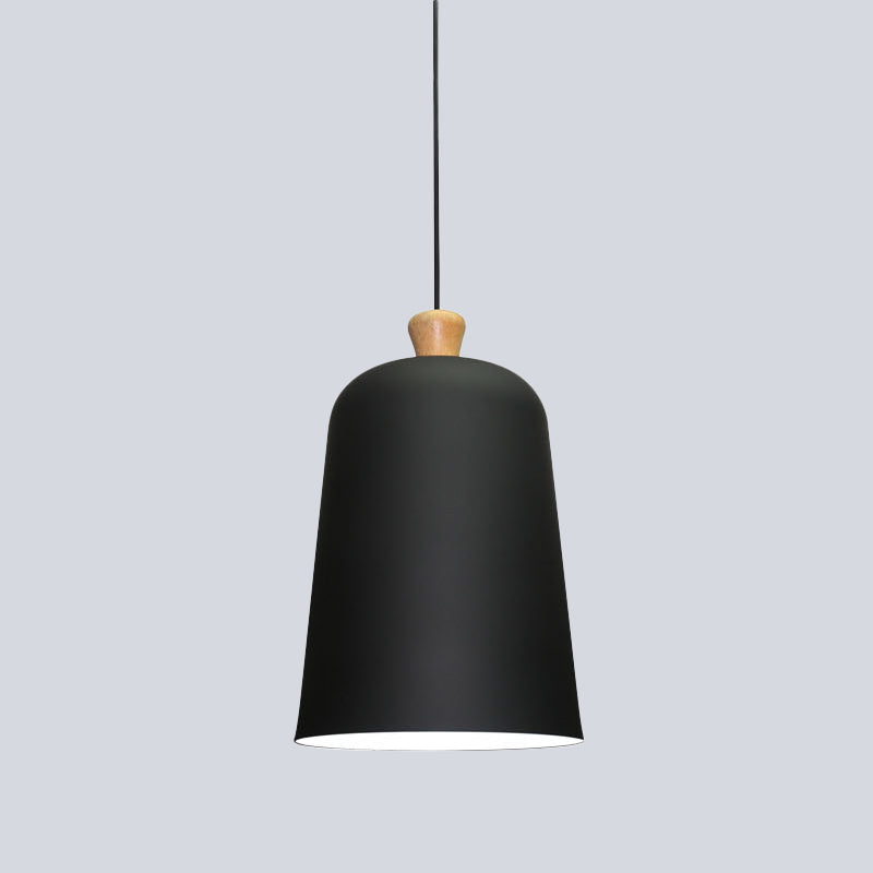 Pink/Grey/Black Bell Pendant Lamp Modern Style 1 Bulb Aluminum Ceiling Lighting for Dining Room