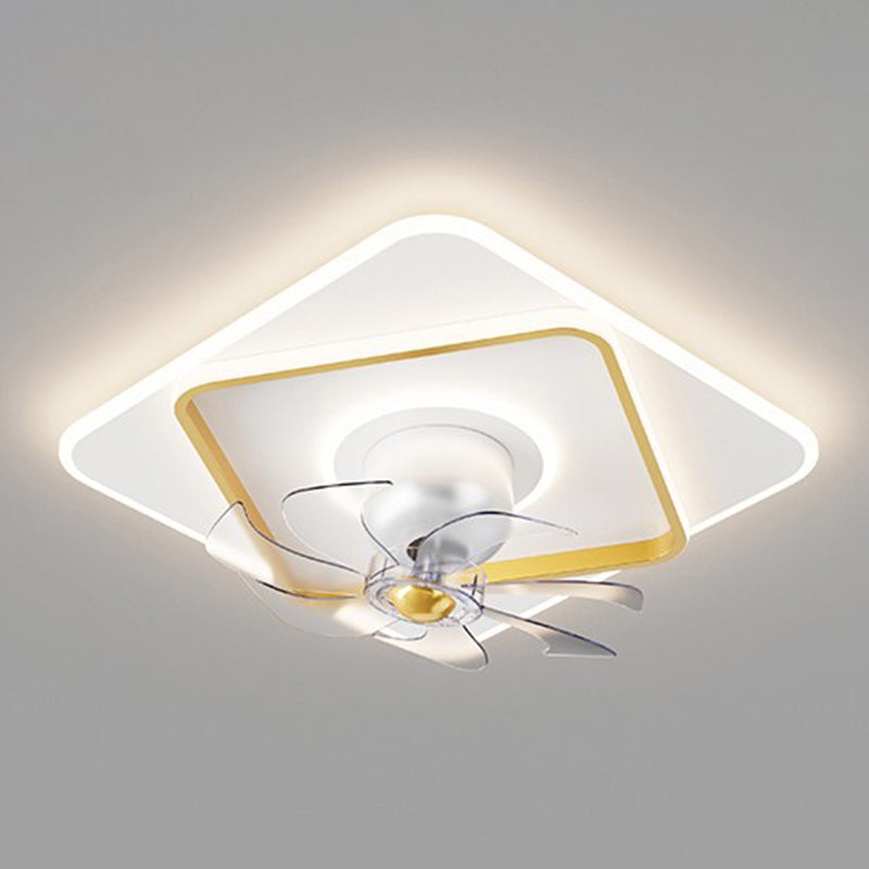 3-Light Geometric Flush Mount Fixture Modern Style Metal Fan Ceiling Lighting