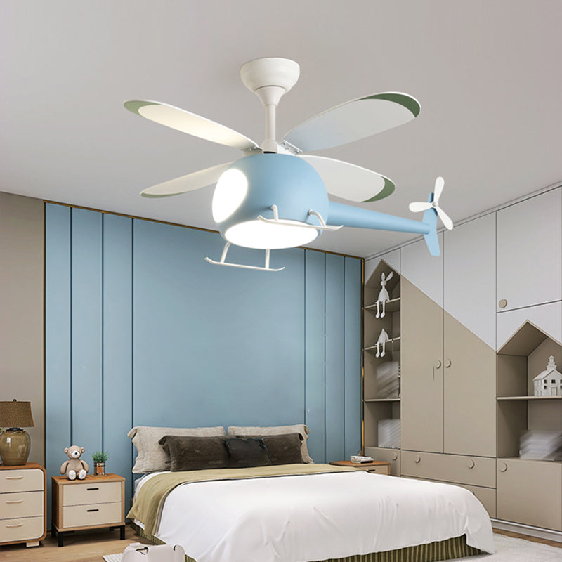 Nordic Style Ceiling Fan Lamp Helicopter Shape Ceiling Fan Light for Children Room