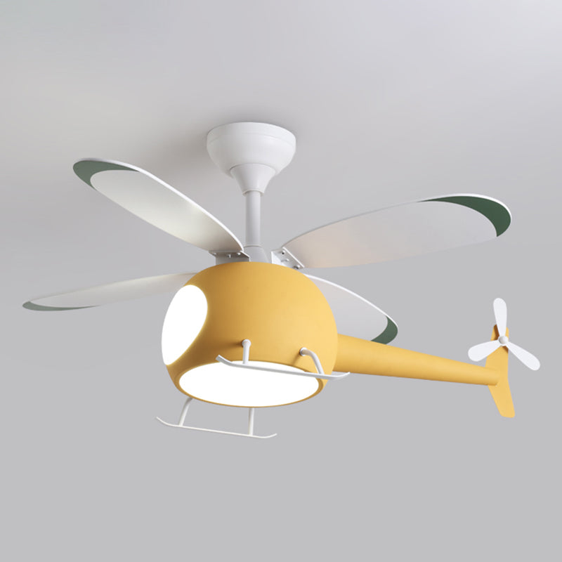 Nordic Style Ceiling Fan Lamp Helicopter Shape Ceiling Fan Light for Children Room