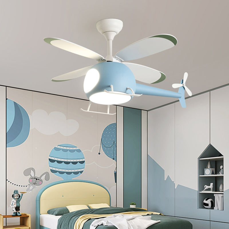 Nordic Style Ceiling Fan Lamp Helicopter Shape Ceiling Fan Light for Children Room