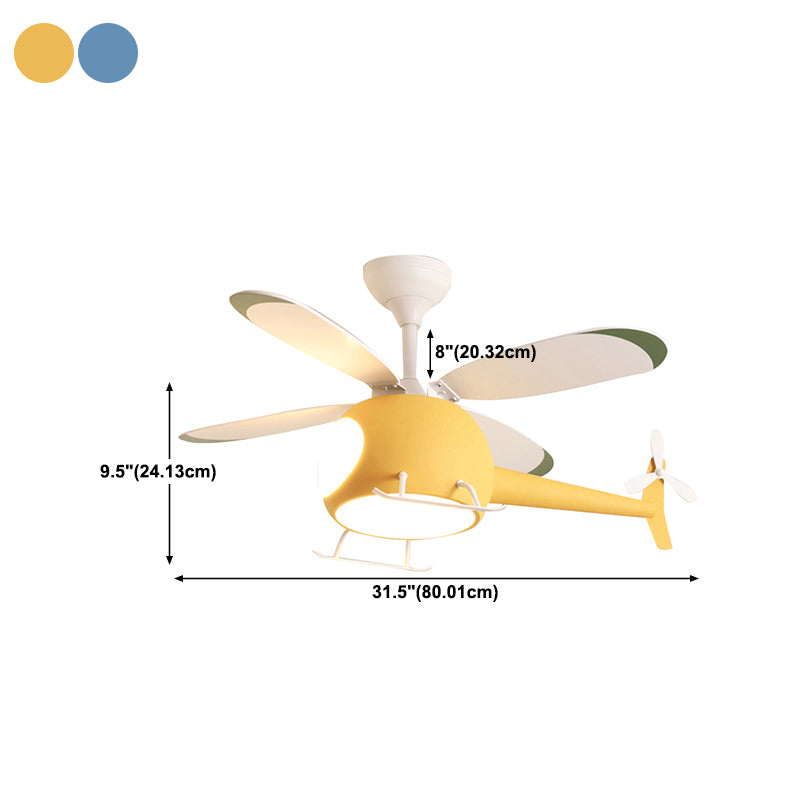 Nordic Style Ceiling Fan Lamp Helicopter Shape Ceiling Fan Light for Children Room