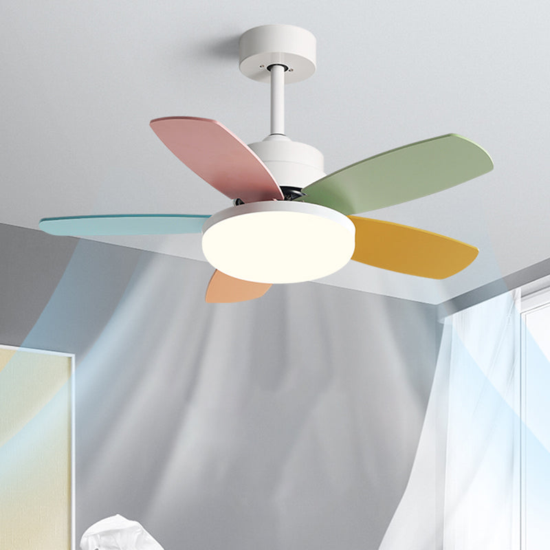 Geometry Metal Ceiling Fan Light Kids Style 1-Light Ceiling Fan Lamp for Living Room
