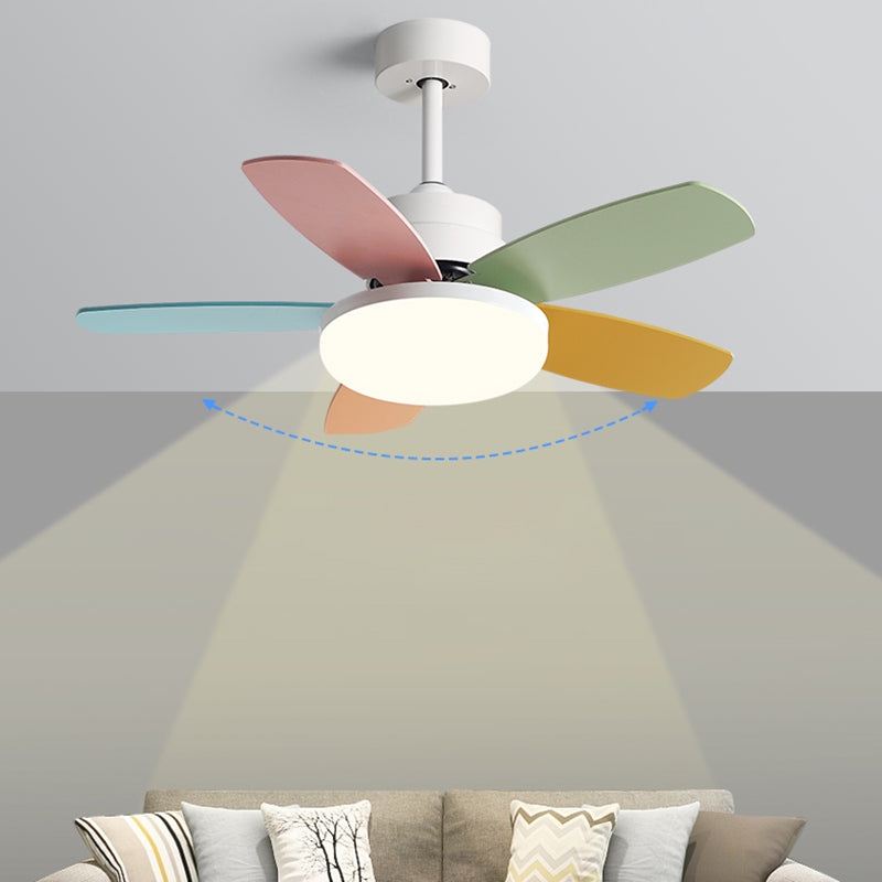 Geometry Metal Ceiling Fan Light Kids Style 1-Light Ceiling Fan Lamp for Living Room