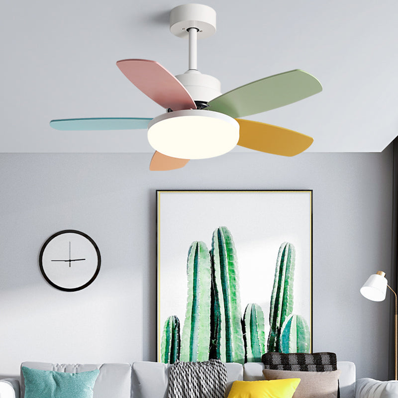 Geometry Metal Ceiling Fan Light Kids Style 1-Light Ceiling Fan Lamp for Living Room
