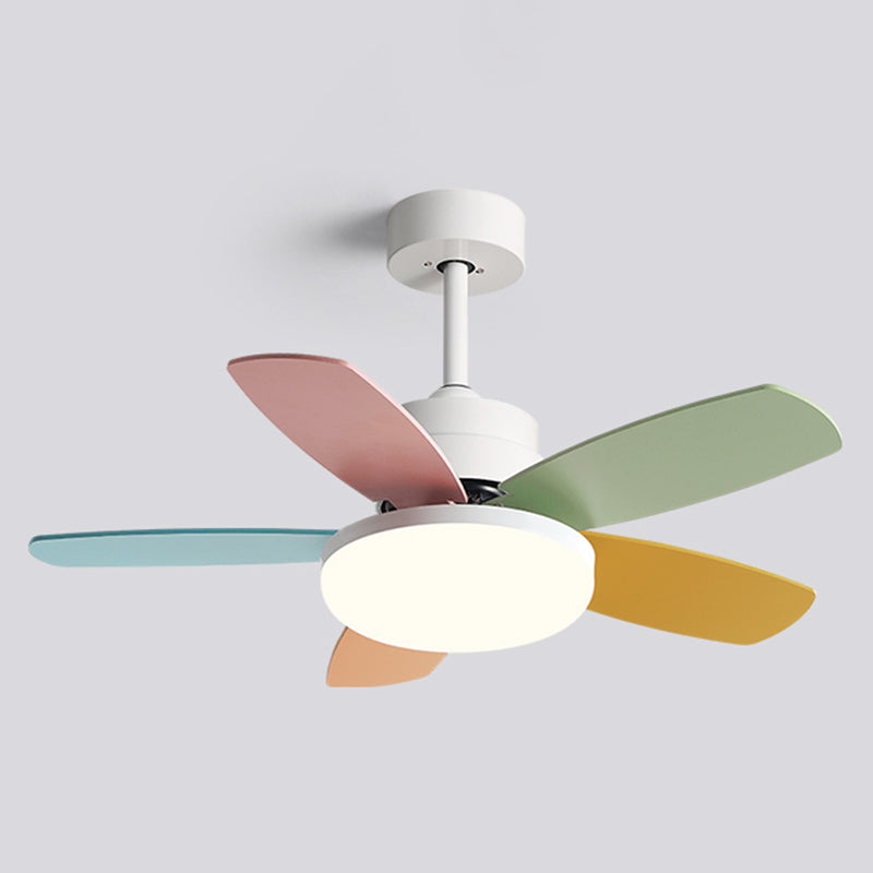 Geometry Metal Ceiling Fan Light Kids Style 1-Light Ceiling Fan Lamp for Living Room