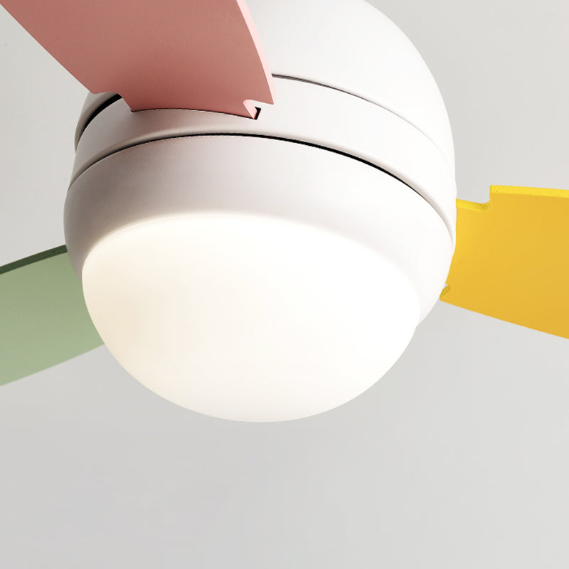 Geometry Metal Ceiling Fan Light Kids Style 1-Light Ceiling Fan Lamp for Living Room