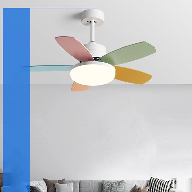 Geometry Metal Ceiling Fan Light Kids Style 1-Light Ceiling Fan Lamp for Living Room