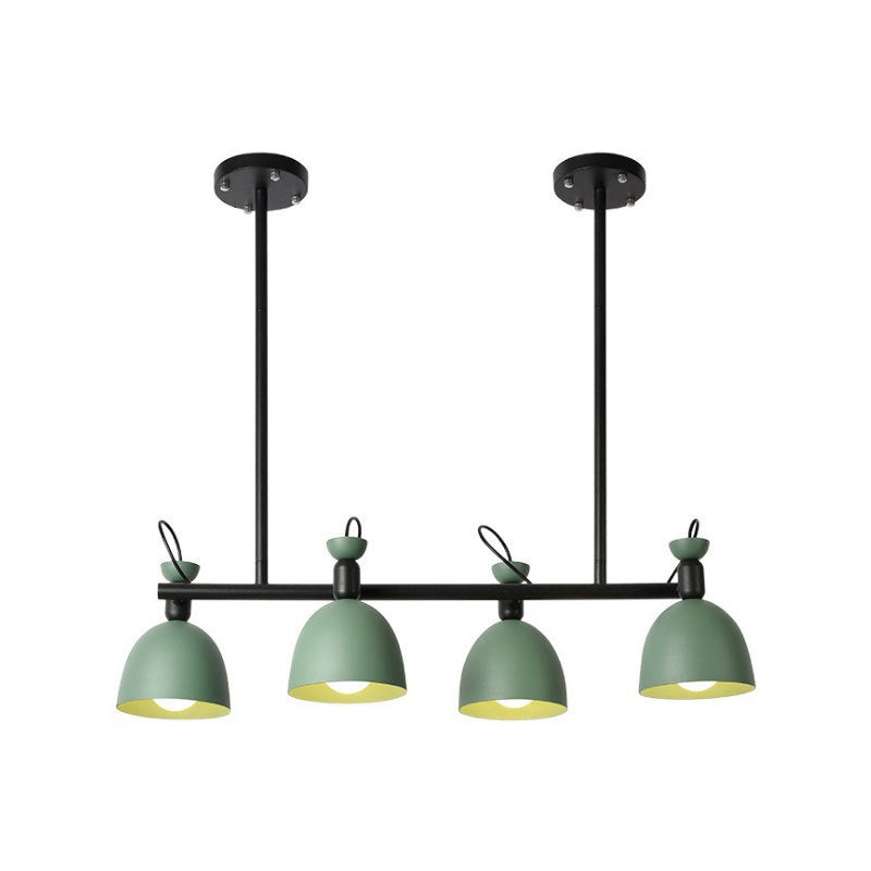 Luminaire de lustre en métal dôme moderniste 4 lumières lampe suspendue verte avec nœud réglable